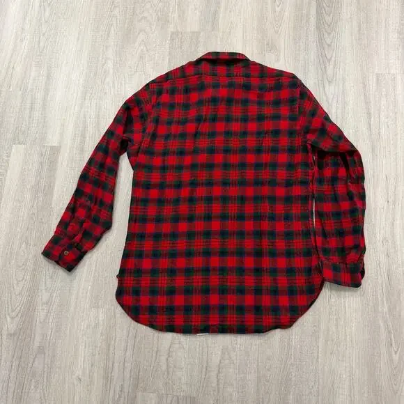 Vintage Pendleton Wool Flannel Shirt Men's Large Red Green Tartan Plaid 90s USA - Picture 10 of 16